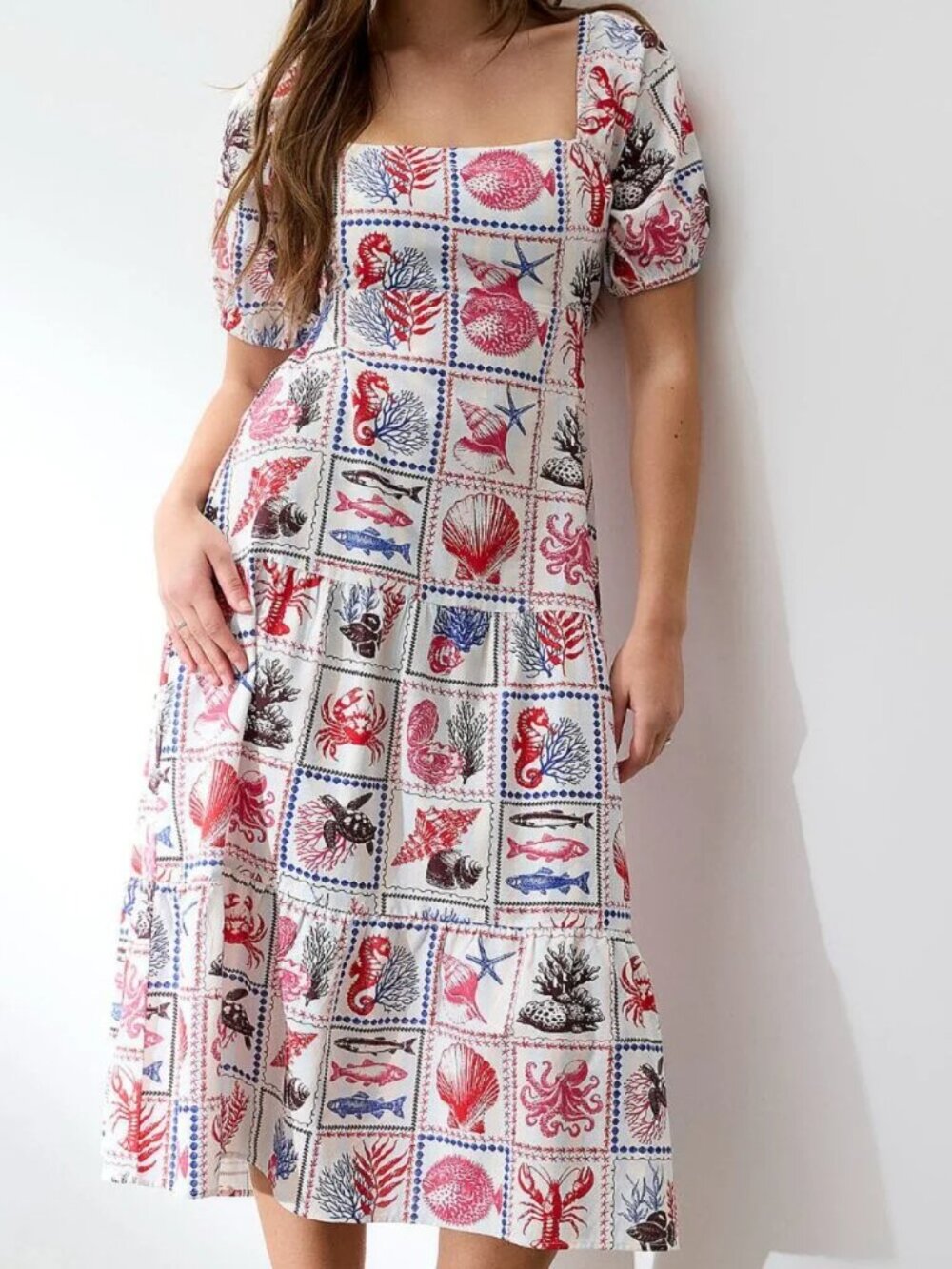 NWT Touch of linen open-back tiered dress